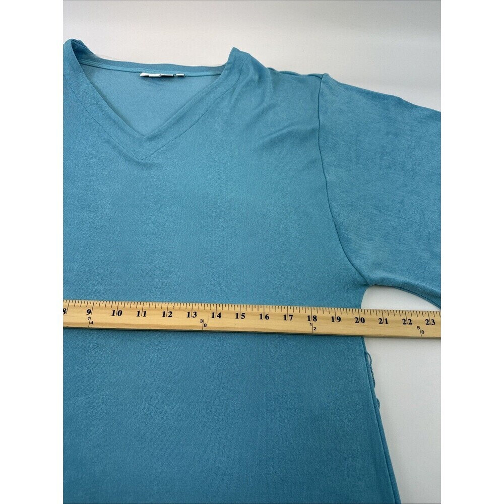 Chicos Travelers Kimono Sleeved VNeck Dress Acetate Spandex Turquoise Blue Large - Picture 10 of 12